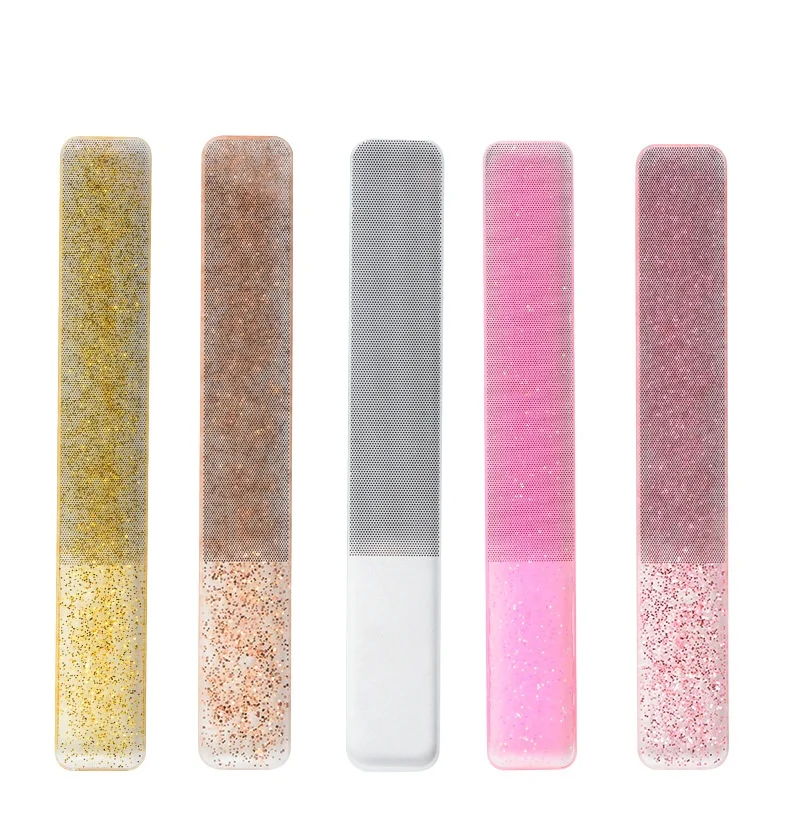 New Product Custom Logo Nail Polishing Manicure tool  Nano Glass Nail File  with Plastic Case