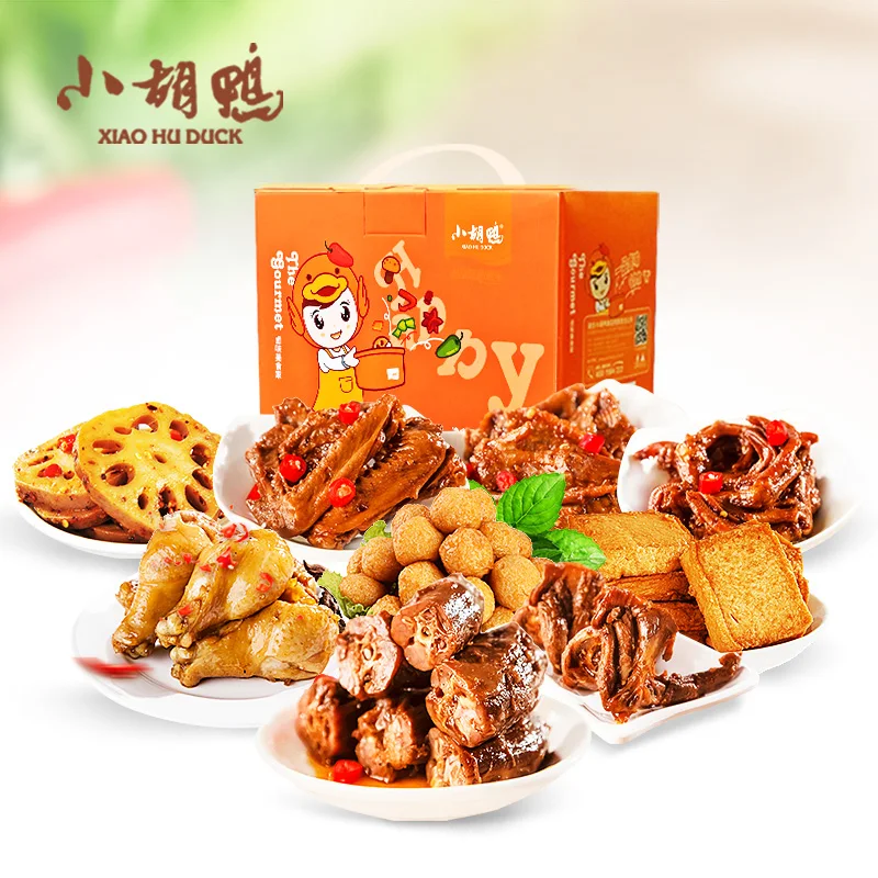Подарочный набор закусок Xiao Hu-Duck 550 г (с 9 вкусами), китайская комбинация закусок
