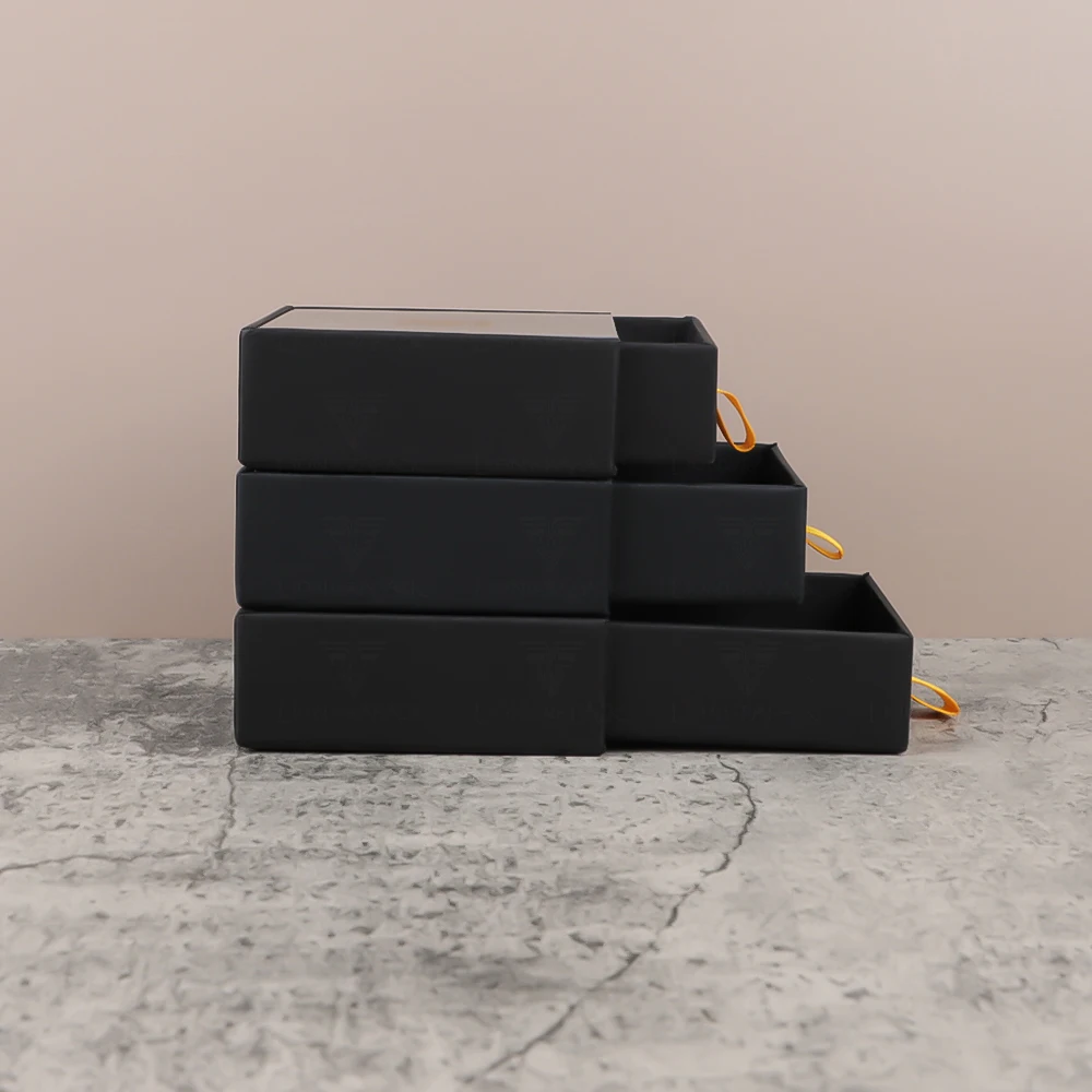 Lionwrapack Wholesale Custom Made Logo Rigid Sliding Drawer Boxes Fancy Gift Boxes Retail Boxes with Ribbon for Jewelry Storage