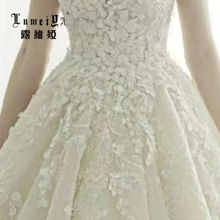 Кружевное Свадебное блестящее роскошное бальное платье Guangzhou с коротким рукавом и бусинами, свадебное платье, свадебное платье с кристаллами, свадебное платье