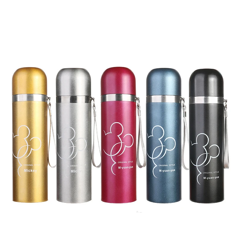 Thermos with handle Micky mouse printed Mug Travel Water Vacuum flasks Steel Double Wall Thermal Bottle