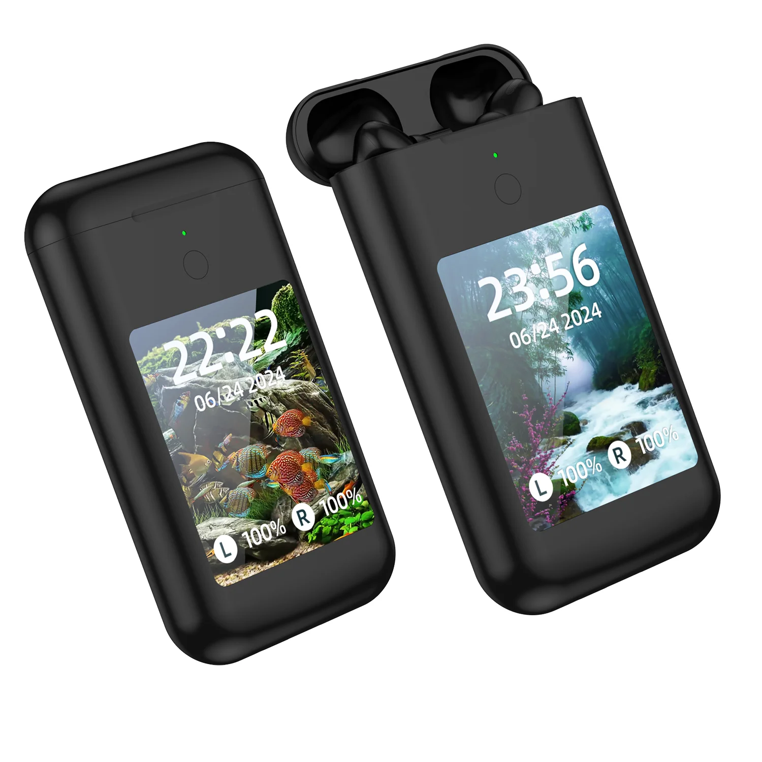 2024 new TF20 BOX TWS with 2.8 inch HD Touch Screen 5000mah power bank Earphones ANC & ENC Noise Reduction Wireless Earbuds
