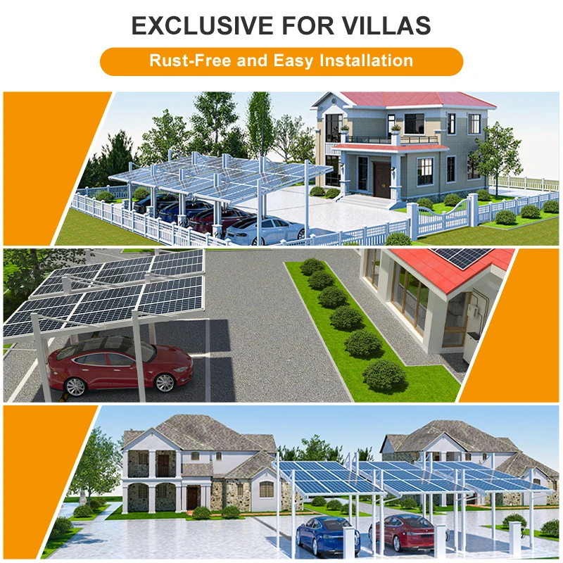 Competitive price Solar Panel Carport roof Solar Mounting System Residential solar carport Solar powered parking vehicle storage