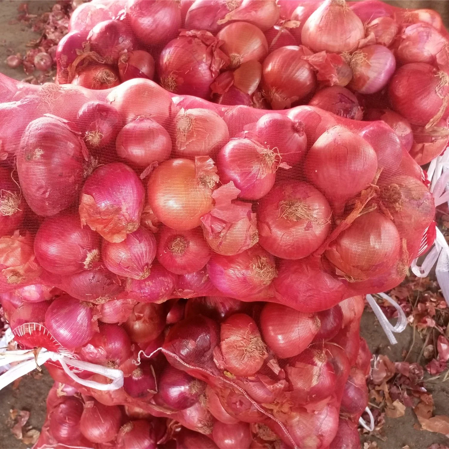 bright red mesh bags tubular PP/PE net bags firewood potato onion garlic vegetable mesh plastic packaging