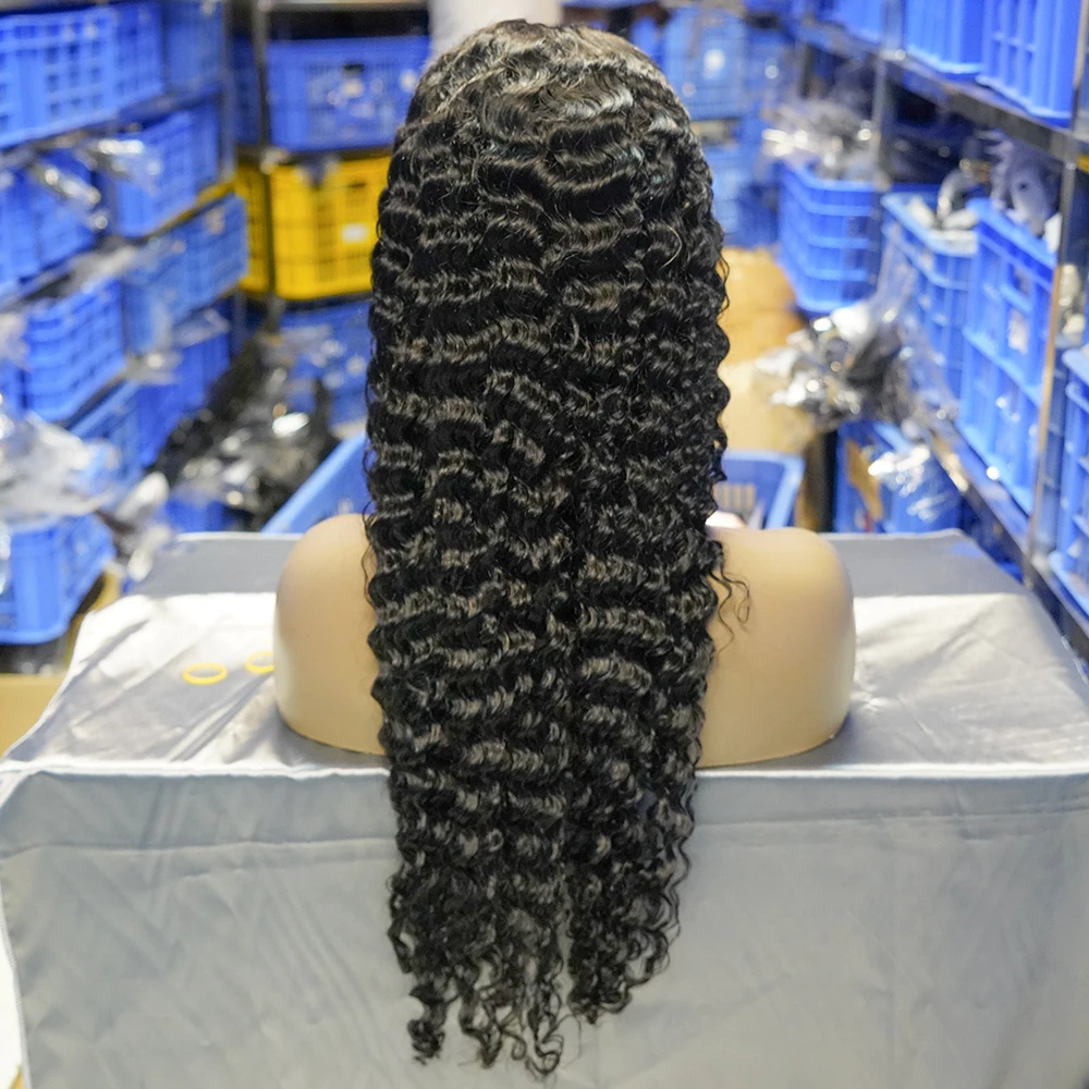 30 Inch Deep Wave Frontal Humain Hair Full Lace Wig 180% Density Burmese Curly 360 Lace Wigs Vendors Free Sample