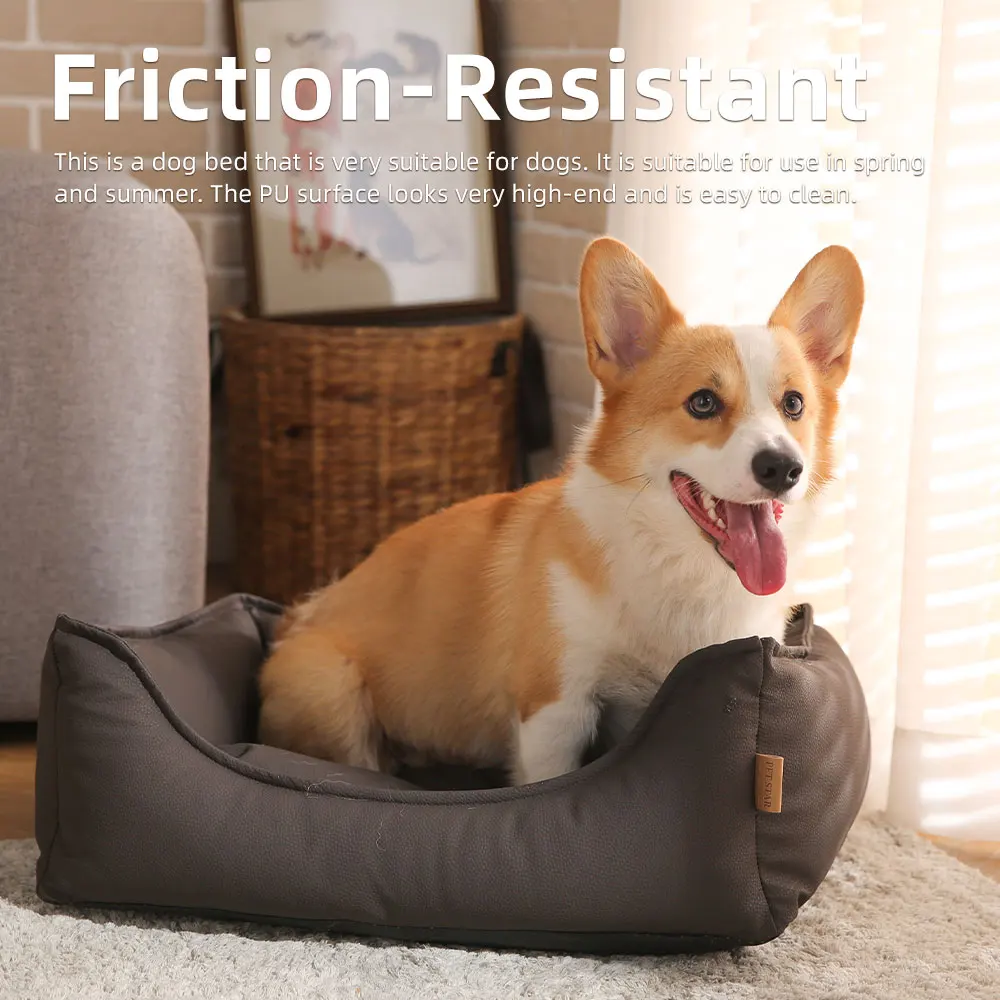 Dog Bed Manufacturer Wholesale Luxury Pu Leather Red Grey Black Pet Dog Bed Sofa For Dog