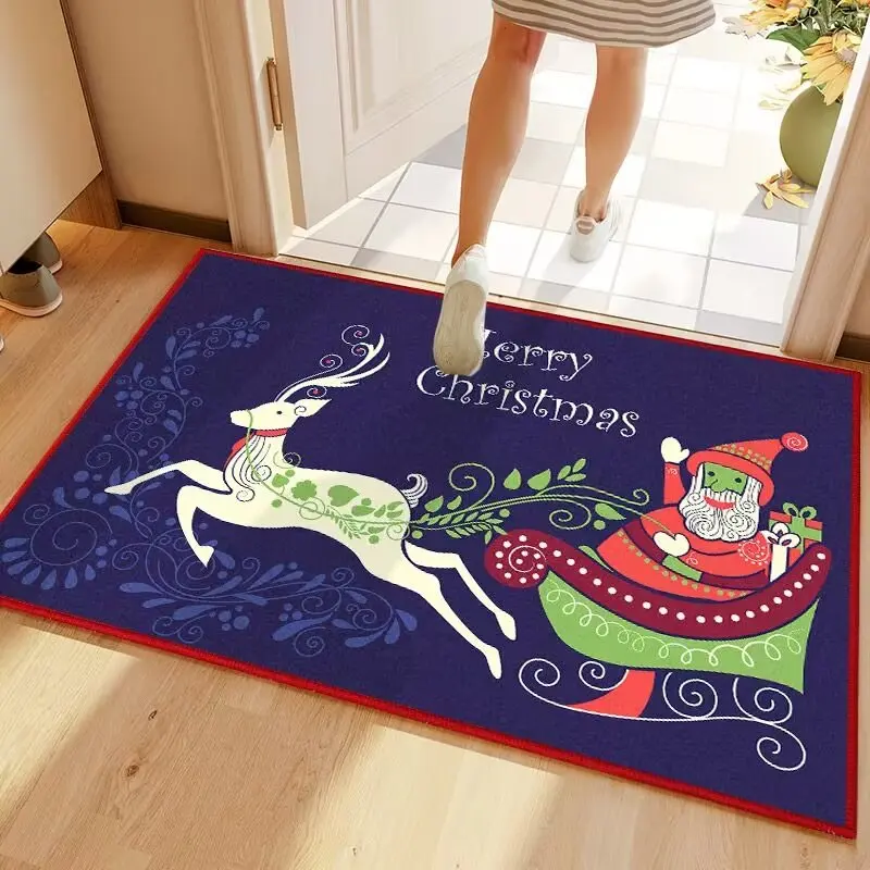 christmas festival rugs  faux  Cashmere carpet for the door with Christmas elements  factory direct supply mat high brand carpet