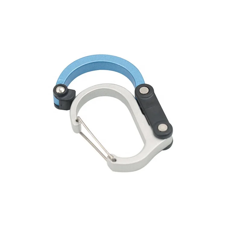 Outdoor camping aluminum gear clip carabiner with rotating hook hero clip