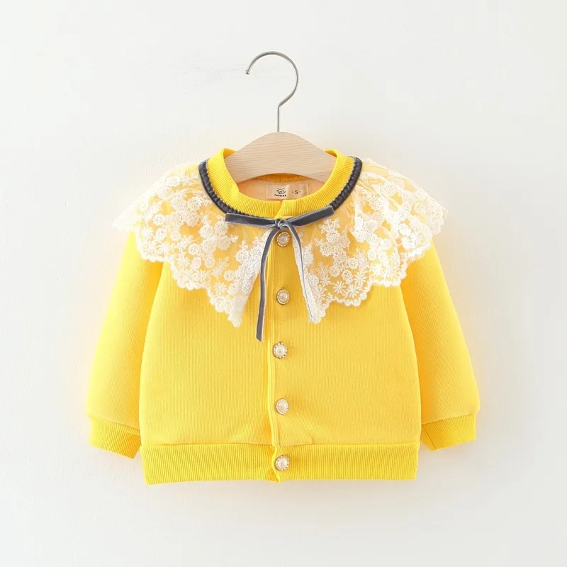 
Cute sweet style wide lace clip cotton plus round cotton lace doilies velvet baby cardigan 