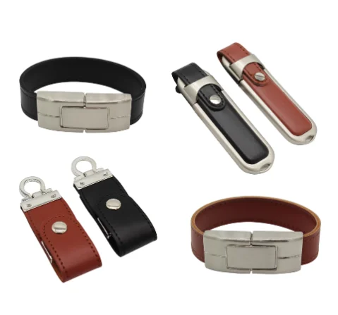 USB flash drive 64gb Leather metal keyring Pendrive creativo 32gb 16gb 8gb 4gb usb2.0 Wrist band u disk