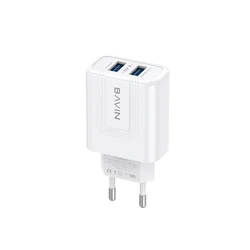 BAVIN Wholesale Price  5V 2A Custom UK US EU Plug Dual USB Port Home Use Mobile Phone Fast Charging   Wall Travel Charger PC815Y