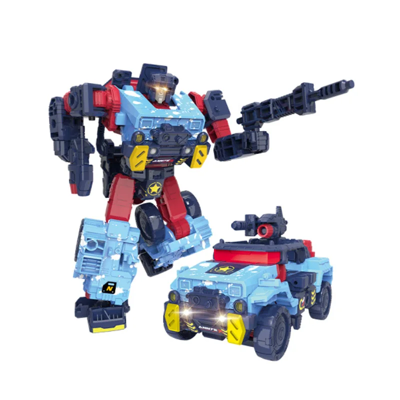 KUNYANG new EN71 10P 2 in 1 children gift classic transforming assembly diy off road military vehicle plastic kids robot car toy