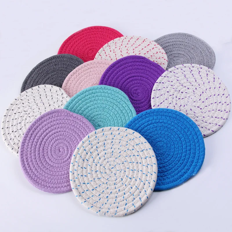 Wholesale Placemats Handmade Cotton Woven Placemats Round Insulation Pads Place Mats Dining Table Placemat