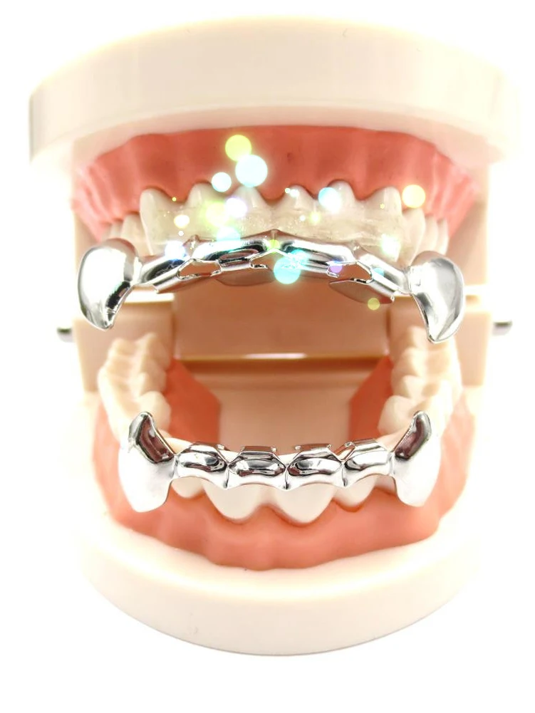 Hip Hop Grills Teeth Men Women Set Top & Bottom Copper Material Tooth Caps Fashion Punk Jewelry Iced Out Grillz