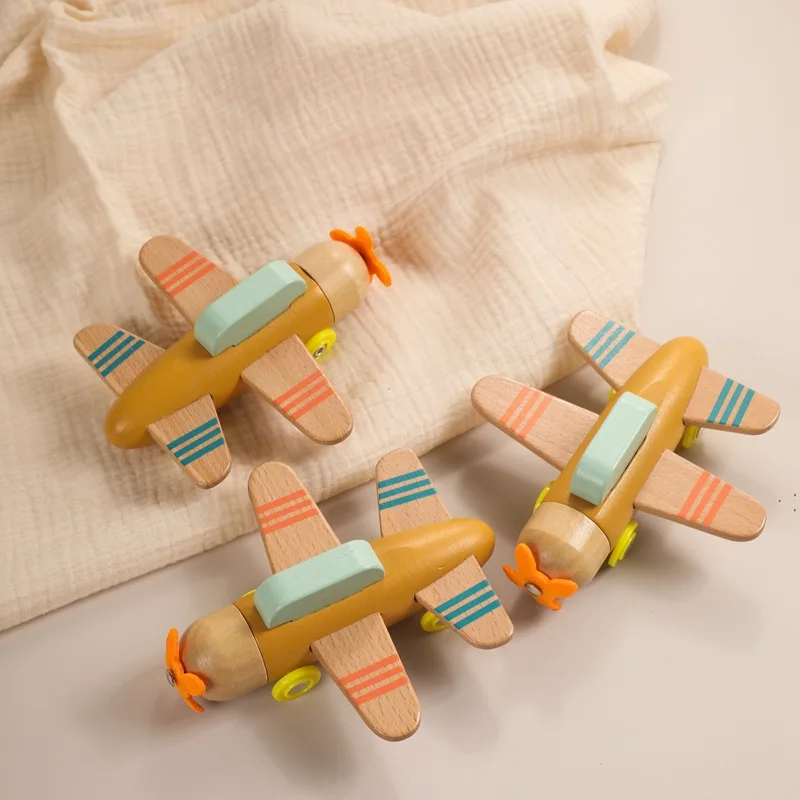 Mumoni Creative airplane model kids perfect wooden educational toy Wooden plane toy with cute design