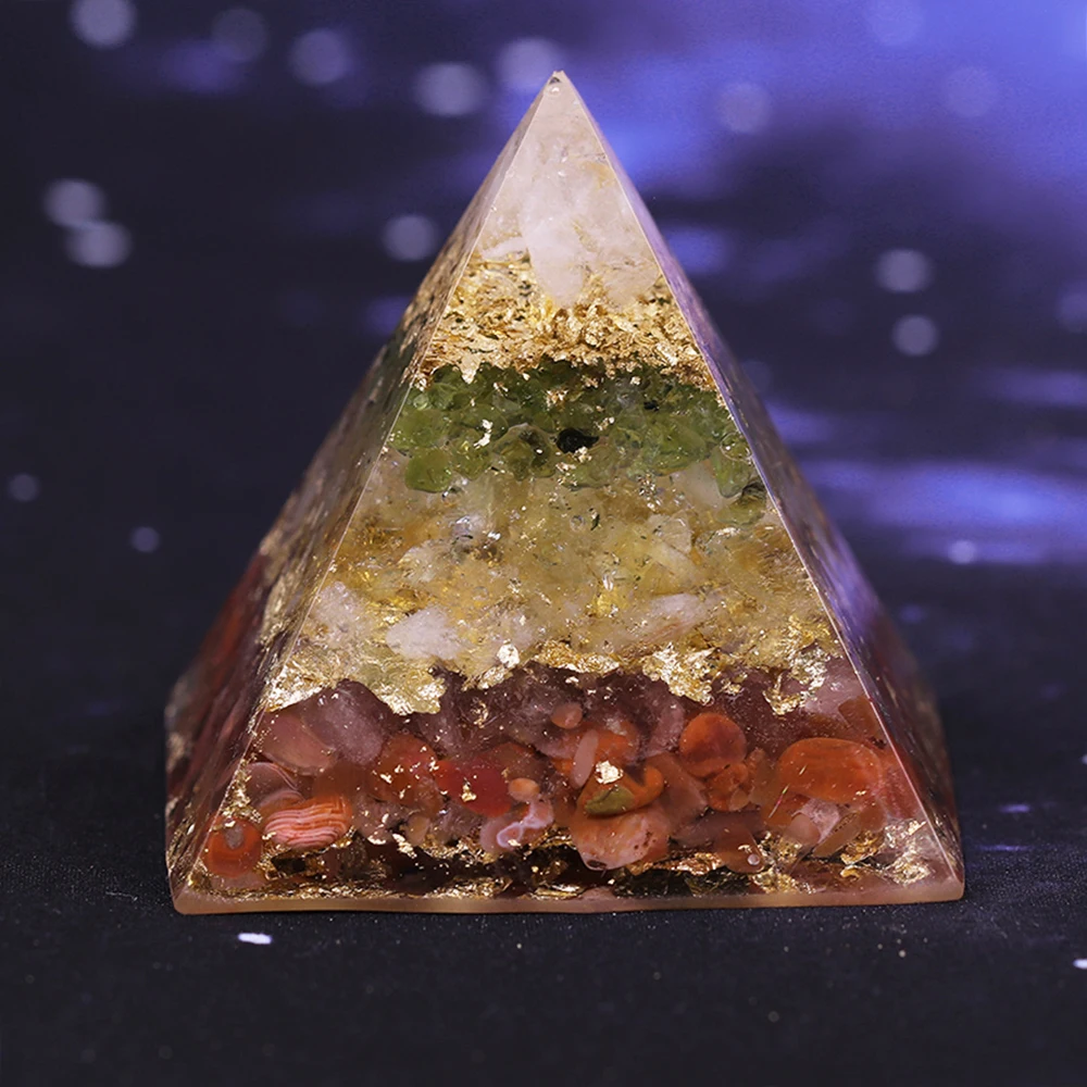 Orgonite Pyramid Energy Converter Orgone Resin Natural Gravel Stones Balance Healing Jewelry For Female Men Home Decor