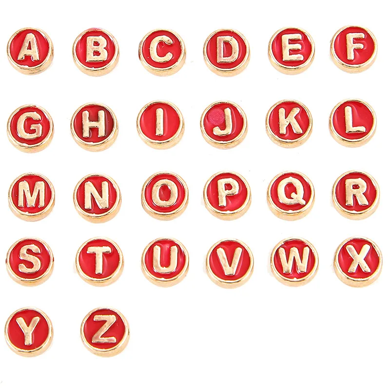 Gold Lined Enamel Letter Beads Oil Drop Alphabet Symbol Bead A-Z Alphabet Letter Charms For Bracelet Necklace Jewelry Making DIY