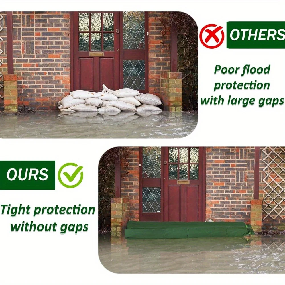 Reusable Water Barrier Door Window Flood Control Home Garage Protection Canvas Sandbags with Binding Elastic Band