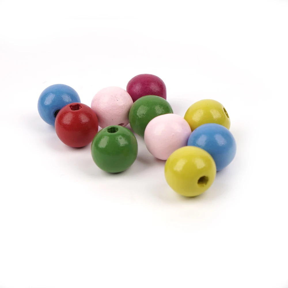 Natural Bulk Round Colorful Craft Round Rosary Beads Wood Beads For Jewelry Making