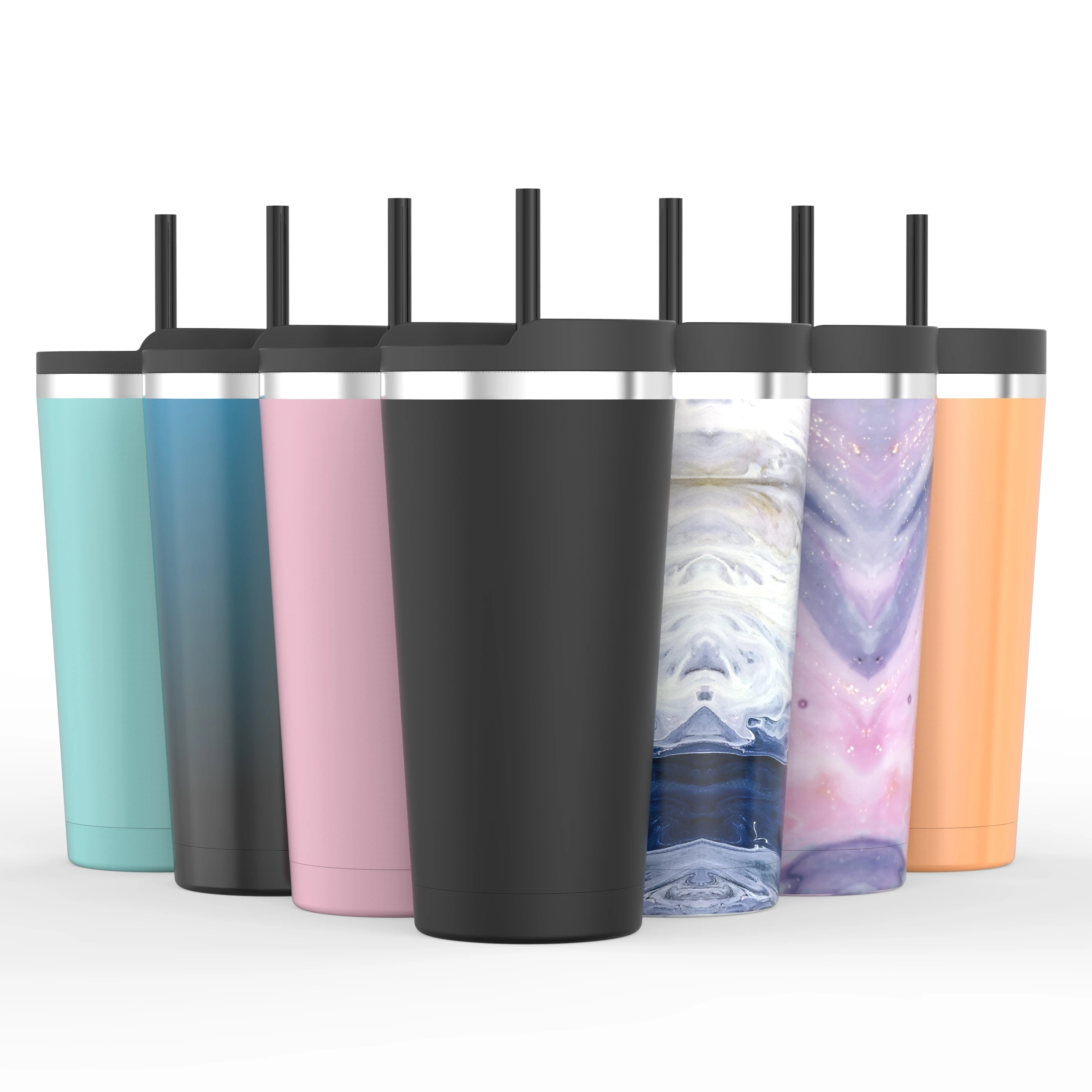 Hot Sales 15oz Double Walled Vacuum Insulated  Stainless Steel Tumblers With Straw and Lid