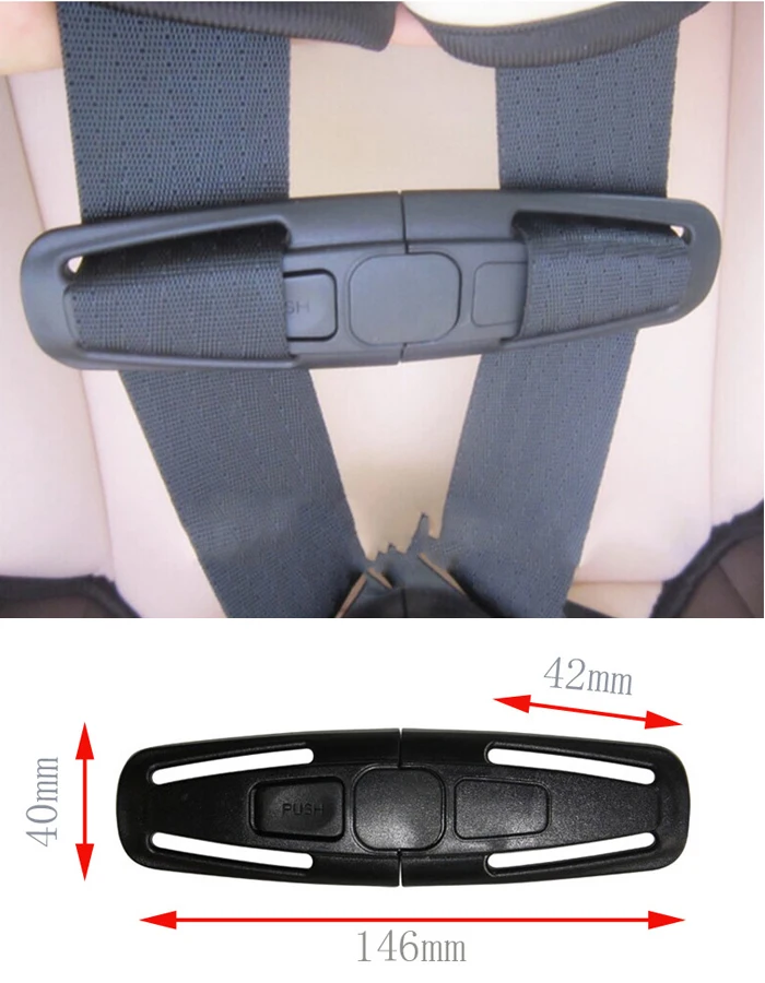 Nylon Black Baby Harness Chest Clip Children Car Safety Seat Strap Belt Lock Buckle
