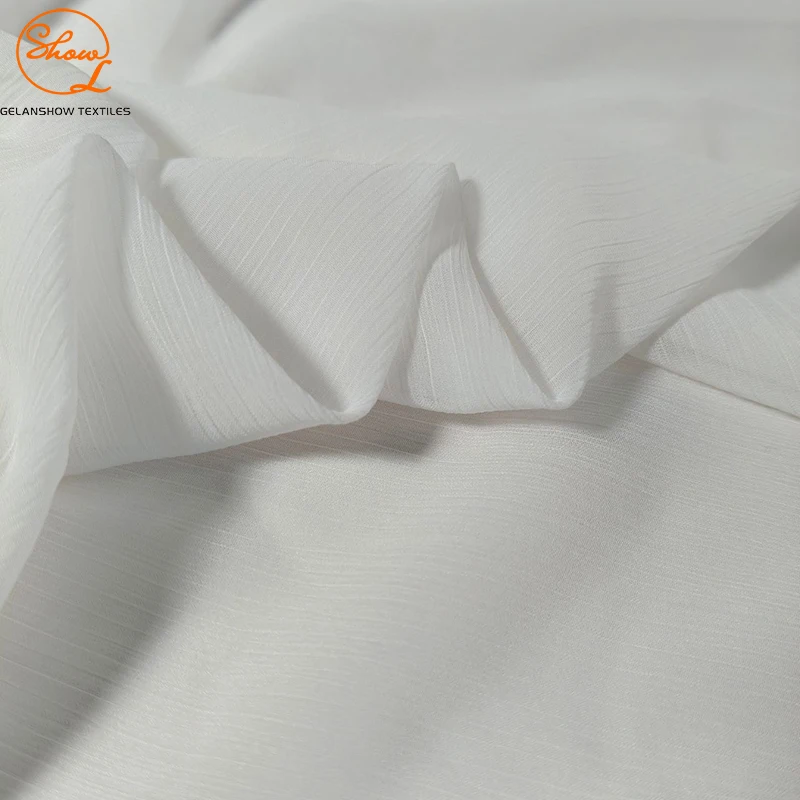 Lightweight 41gsm 15D composite  shunyu crepe white chiffon fabric dress scarves fabric