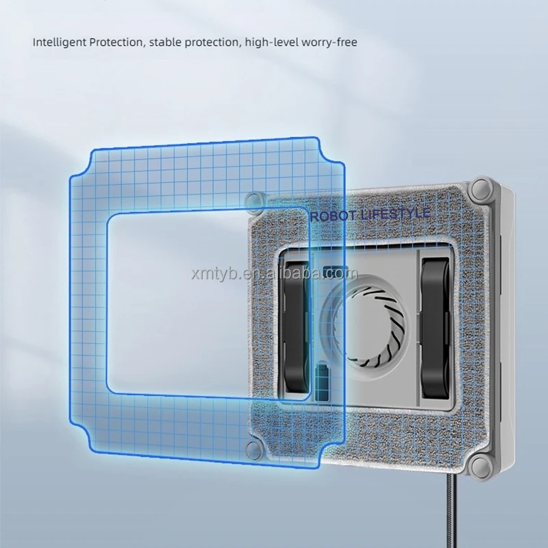 Custom 2800 Pa High Power Window Wash Robot Borderless Turn Back Remote Control Electric Window Cleaners For Glass