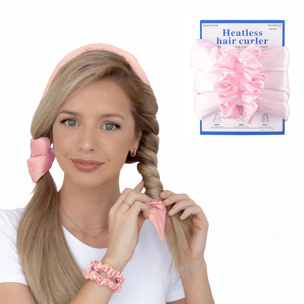 Hair curler curling rod roller Satin New curler roller heatless curling rod headband ultra-plush heatless hair curler