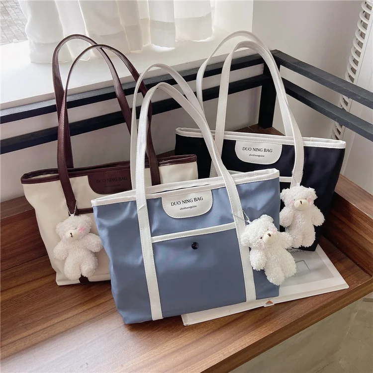 
Large Capacity Nylon Shoulder Bag Students School Class Portable Cloth Custom Tote Hand Canvas Bag 