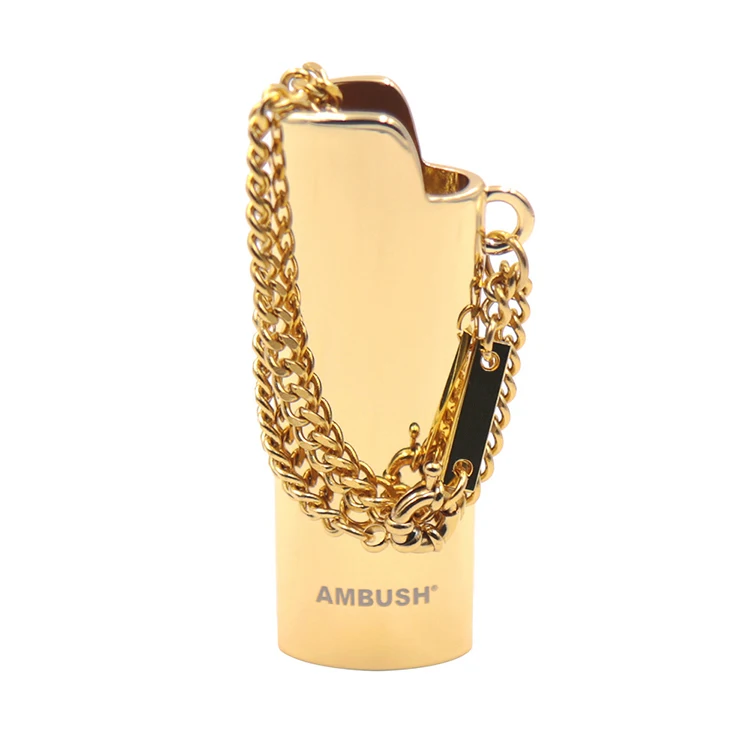 Metal Lighter Case Custom logo Necklace Pendant Chain  J3 J5 J6  cigarette case with lighter metal bic lighter case