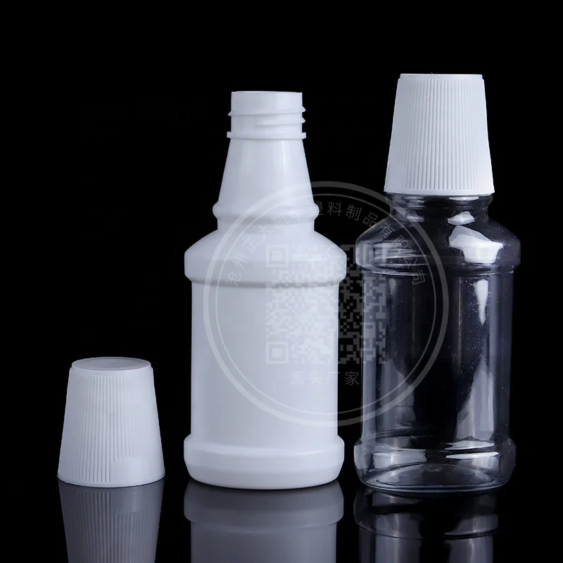 High Quality 100ml Portable Plastic PE Mouthwash Bottle Empty Scale Oral Hygiene Personal Care Screw Cap Screen Printing