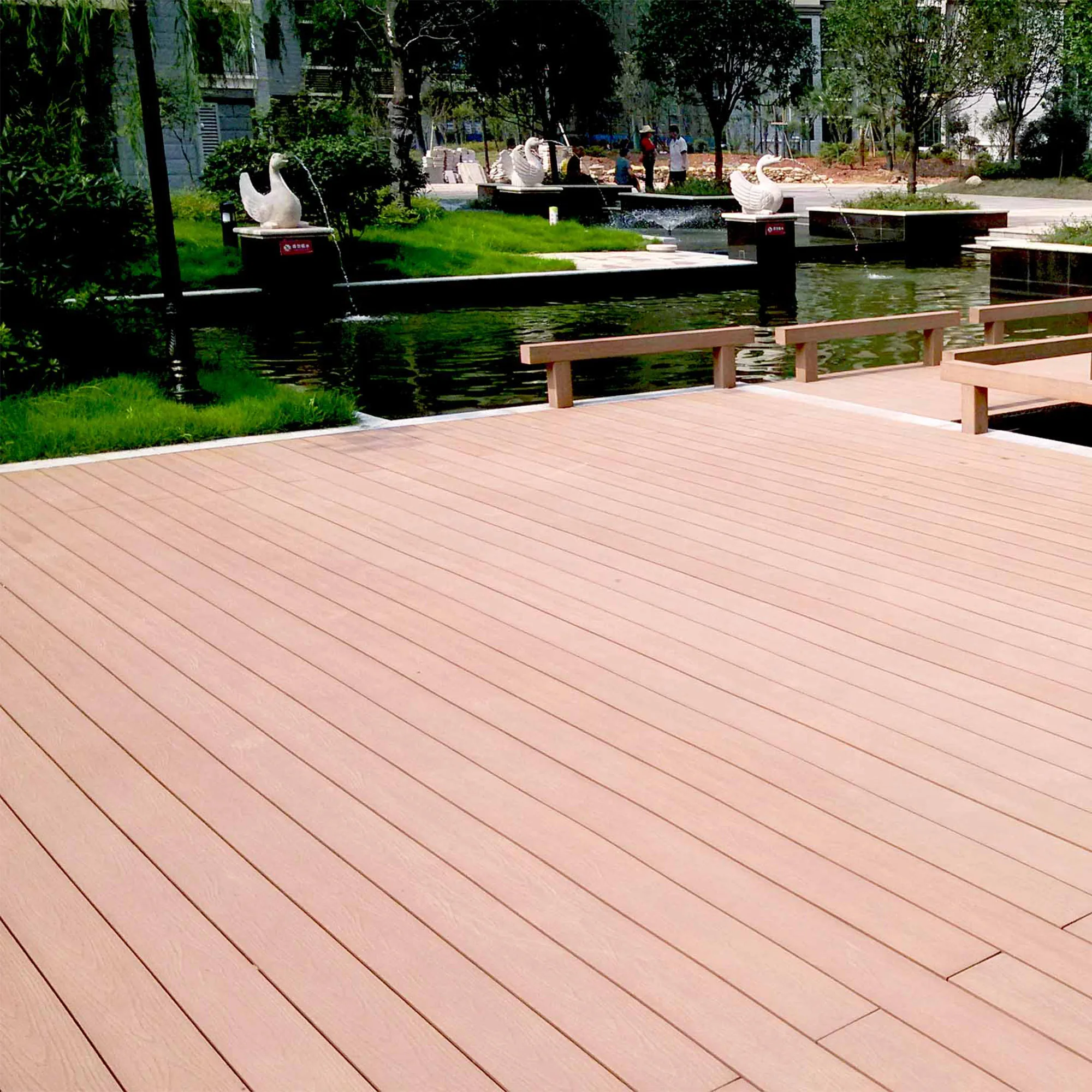 Install quickly gray suelo exterior composite ASA co-extrusion pvc foam decking for landscaping