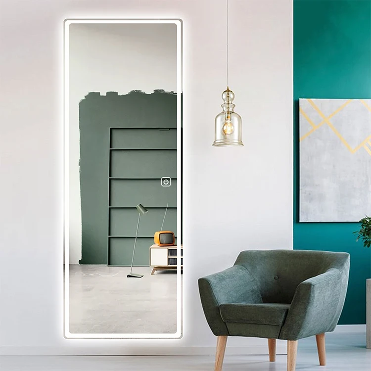 Modern Designer Decorative Home Decor Salon Long Led Lighted Large Wall Mirror Full Length Floor Standing Dressing mirror CTL402