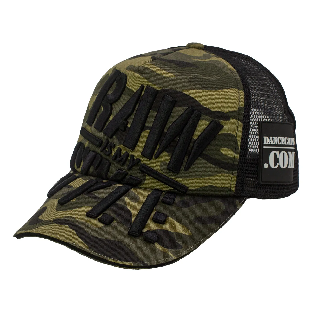 manufacturer mesh baseball cap 5 panel high crown flat bill camo trucker hat with 3D embroidery logo