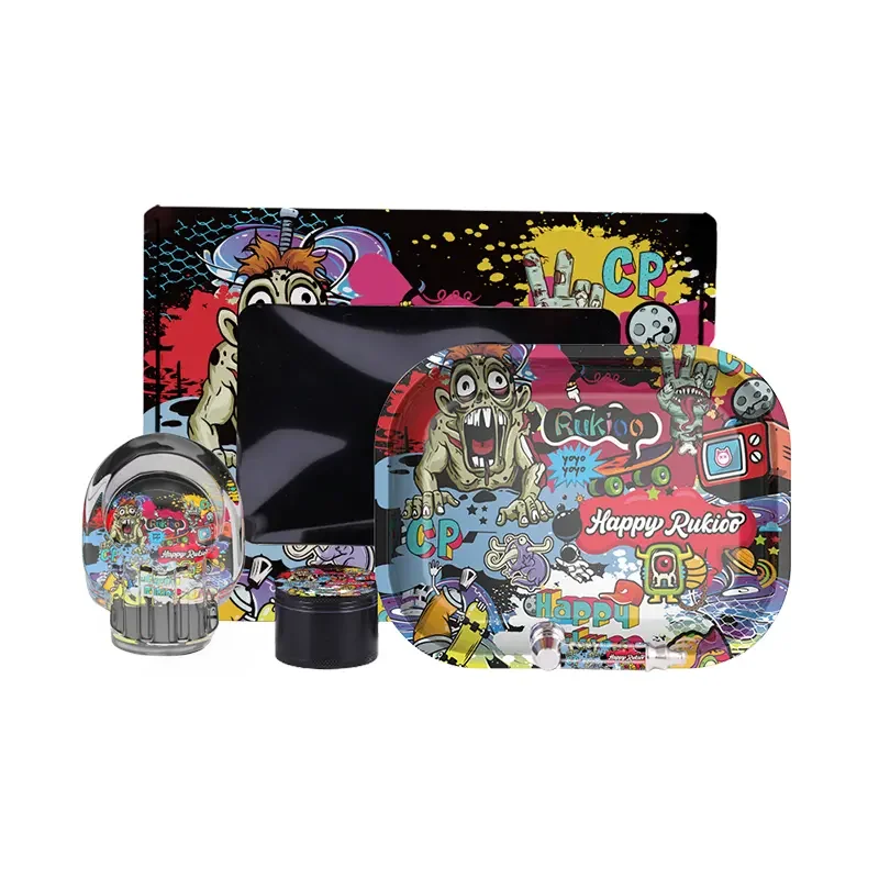 Wholesale Smoking Kit Set 4 in 1 Smoking Rolling Tray Ashtray Grinder Smoke Set