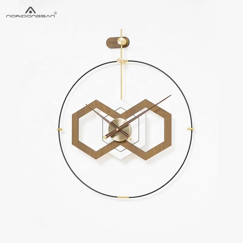 TEBOYTY Wooden Big Wall Clock Modern Living Room Decor,Minimalist Metal Art Retro Wall Watches Clocks With Laser Engraving Craft