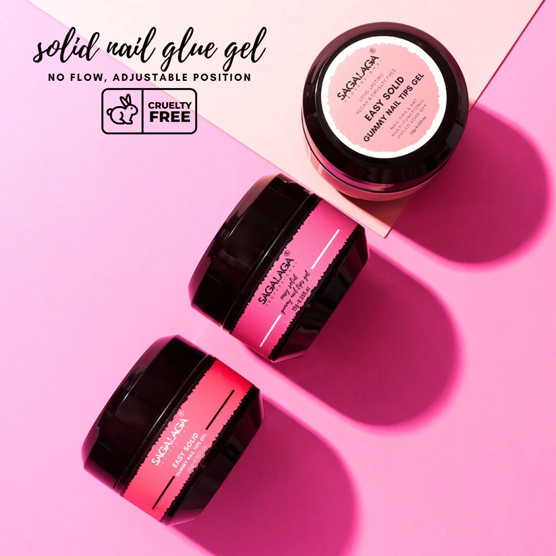 Solid Nail Tips Gel Glue for Acrylic Press On Nails Fake Nails Solid Builder Gel In 15ML Jar UV Light Cured