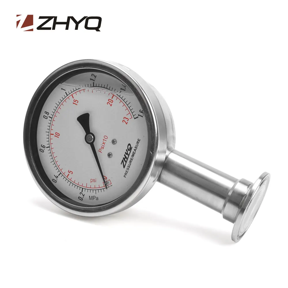 factory price bourdon tubes stainless steel 100mm sanitary diaphragm glycerine filled pressure gauges