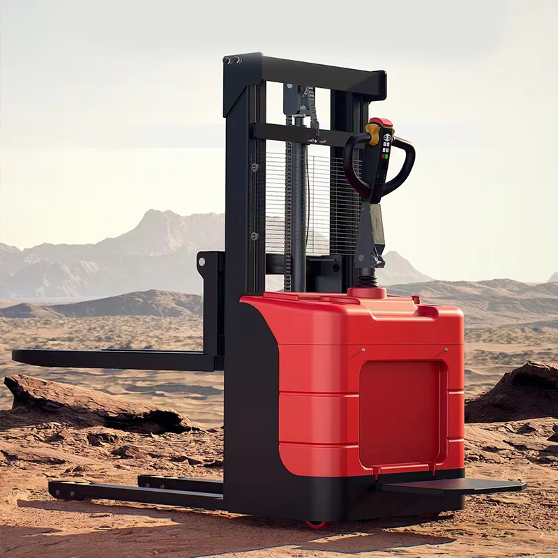 Construction Equipment Walking type Semi Electric Platform Truck Stacker Hydraulic Hand Electric Pallet Truck Forklift Stacker