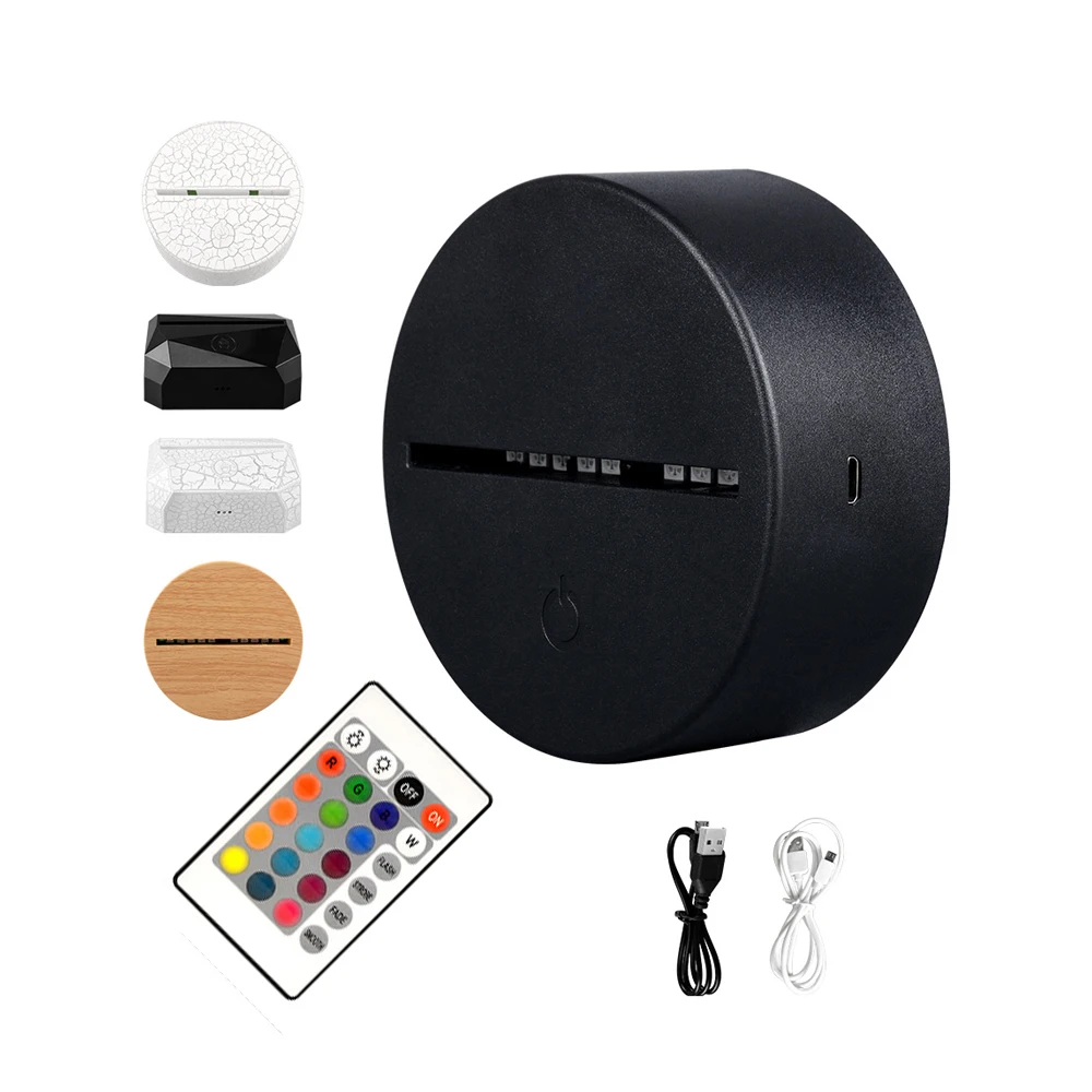 Acrylic 3D LED Lamp Base Table Illusion USB Laptop Lamp Clear LED Night Light