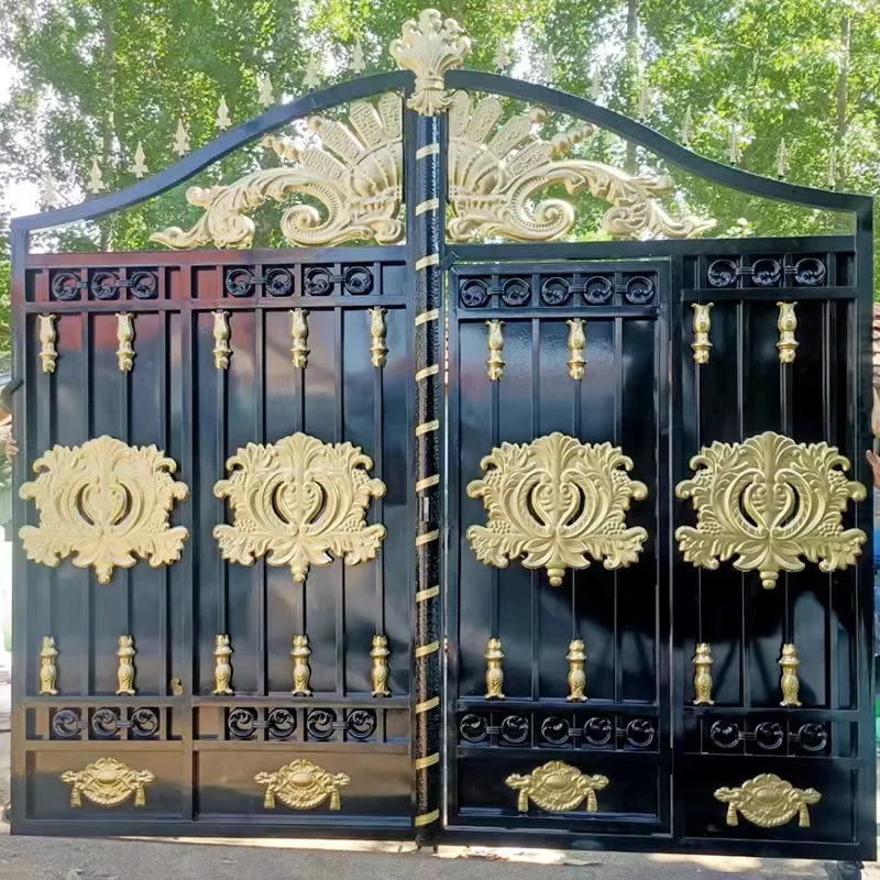China Factory Wrought Iron Fancy Gate Main Front Gate Designs Metal Villa Driveway Doors