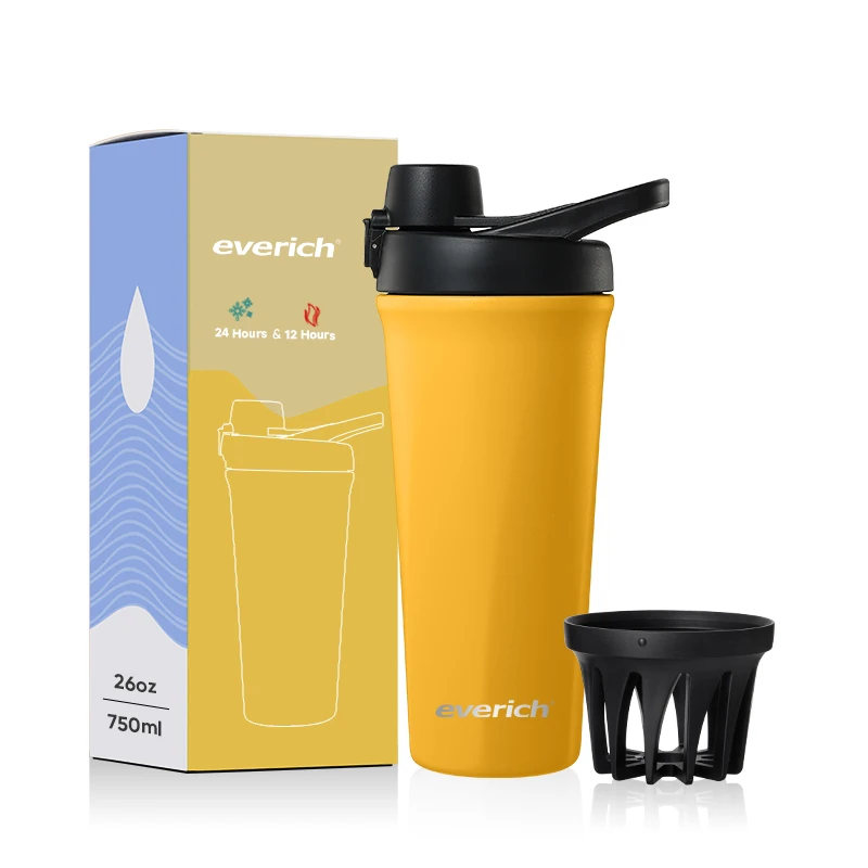 Vacuum Insulated Double Wall Sports Shaker Bottle with a Handle Lid Leak Proof Everich ODM Shakers 26oz