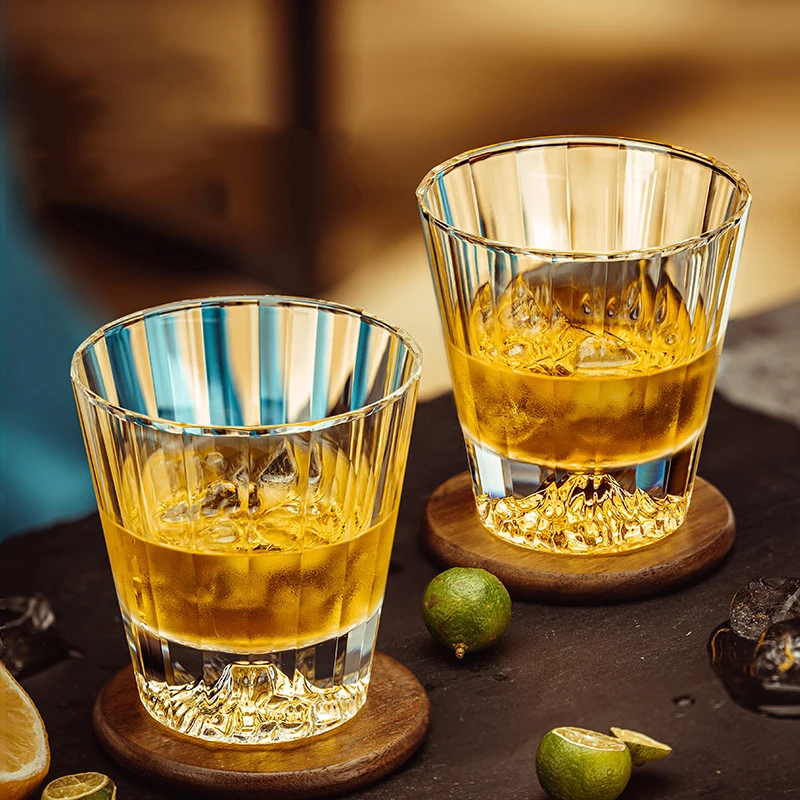 Golden Iceberg Vertical Stripe Crystal Glass Wine Glass Whisky Glass 280ml