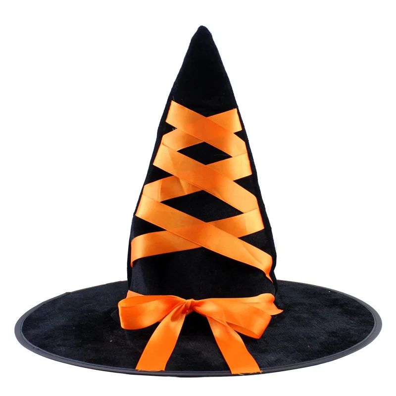 2022 Halloween Party Kids Masquerade Wizard Props Dress Up Ribbon Bow Magic Witch Hat