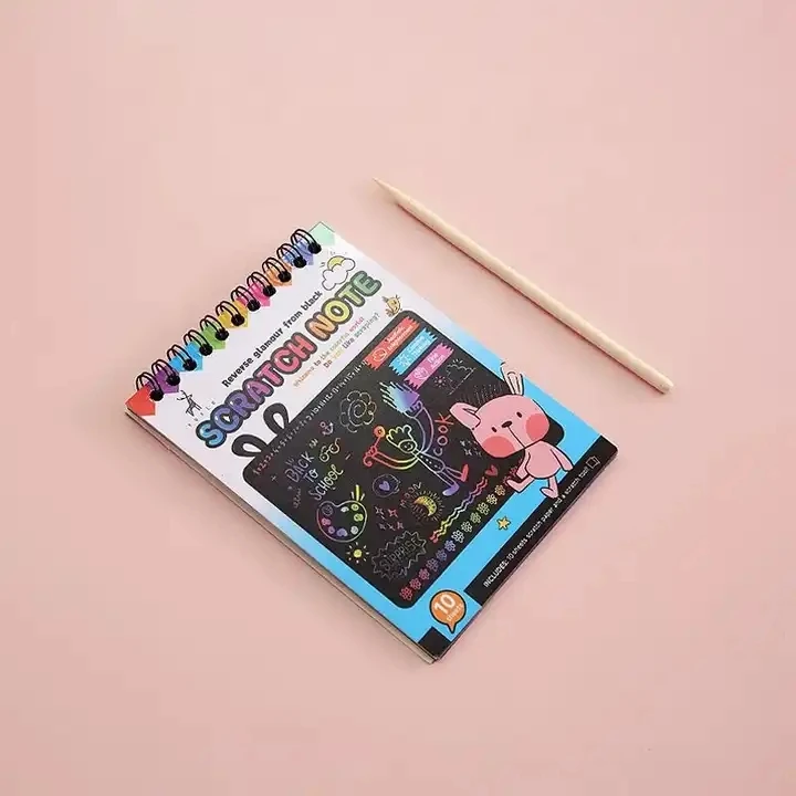 Christmas Personalize Design Scraping Magic Color Rainbow Black Gold Scratch Art Paper Notebook for Children