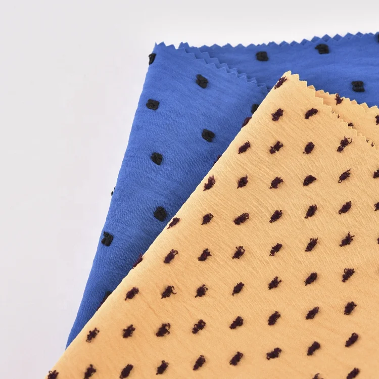 Cheap super soft woven 170gsm jacquard dots 100% polyester airflow CEY embroidery fabric for malaysia