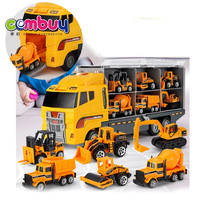 Early education sliding diecast metal container car model alloy toy truck