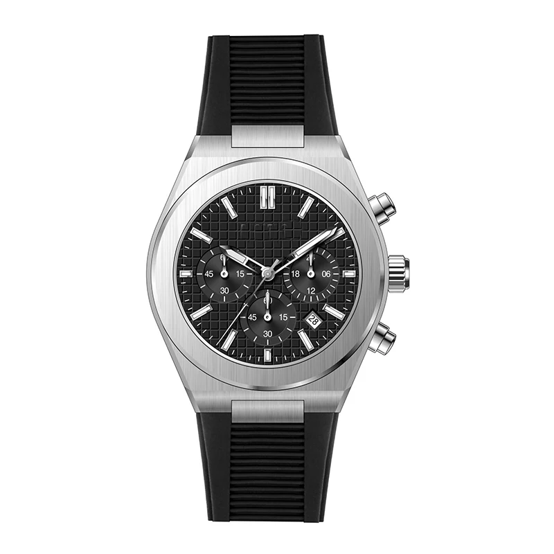 High quality wholesale custom low moq luxury all 316l stainless steel Japan quartz vk64 chronograph rubber watch man for sale