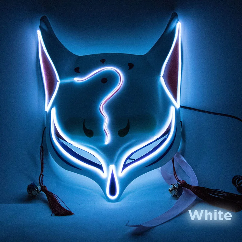 Luminous Led Mask Foxes Mask Rave Costume Anime Half Face Cat Masks Masquerade Festival Party Cosplay Props