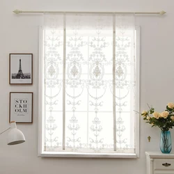 Classical Floral White Color Roman Curtains For Window Embroidery Tulle Sheer  Curtain